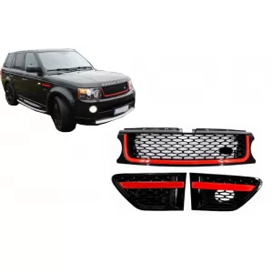 image-20-Sklop centralna maska/gril i bocni otvori za ventilaciju pogodan za Land Range Rover sport L320 facelift (2010-2013) autobiografija Look crna Red Edition