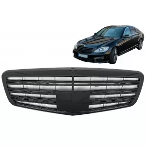 image-30-Frontgrill für Mercedes S-Klasse W221 Facelift 10-13 S63 S65 Design Schwarz glänzend