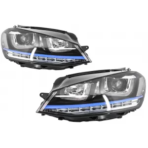 image-9-Fényszóró 3D LED DRL Volkswagen Golf 7 VII (2012-2017) kék GTE Look LED kanyarkövető funkcióval