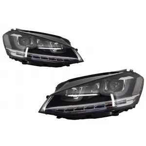 image-16-Fényszóró 3D LED DRL Volkswagen Golf 7 VII (2012-2017) ezüst R-Line LED kanyarodó fénnyel