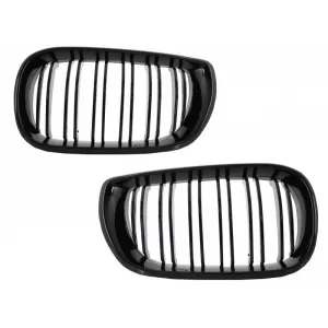 image-76-Gitter für BMW 3 E46 Facelift 10.2001-2005 Doppelt Streifen M Look Glänzend schwarz