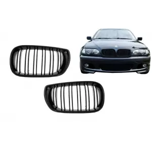 Central Kidney Grilles suitable for BMW 3 Series E46 Facelift (10.2001-2005) Double Stripe M Design Piano Black