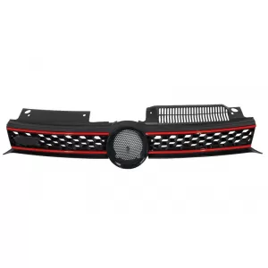 image-77-Zentraler Kühlergrill für VW Golf 6 VI 2008-2012 GTI Look Roter Streifen