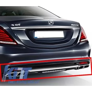 Hátsó lökhárító diffúzor és kipufogóvégek Mercedes S-Class W222 13+ modellekhez, S65 design, AMG Line Sport Body Kithez-image-5995388