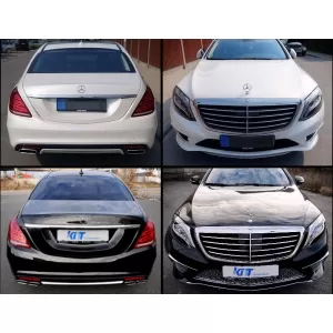 Hátsó lökhárító diffúzor és kipufogóvégek Mercedes S-Class W222 13+ modellekhez, S65 design, AMG Line Sport Body Kithez-image-6017707