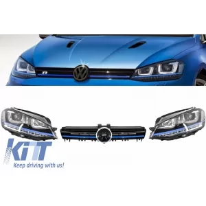 image-20-Fényszórók 3D LED irányjelzővel, nappali menetfénnyel és hűtőráccsal VW Golf 7 VII (2012-2017) modellekhez, kék GTE dizájn