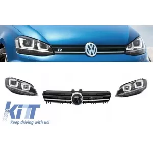 image-24-Első fényszórók 3D LED irányjelzővel, DRL nappali menetfénnyel és hűtőráccsal VW Golf 7 VII (2012-2017), ezüst R-line dizájn