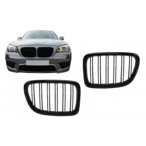 Central Grilles Kidney Grilles suitable for BMW X1 E84 (2009-2014) Piano Black Double Stripe Design