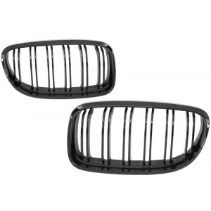 image-13-Nieren Kühlergrill für BMW E90 E91 LCI 08-11 Gitter Doppelstreifen MLook Schwarz