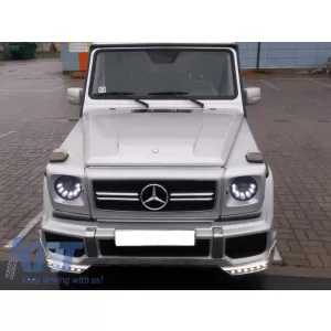 Faruri LED DRL compatibil cu Mercedes G-Class W463 (1989-2012) Bi-Xenon Design Negru-image-5996226