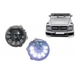 Faruri LED DRL compatibil cu Mercedes G-Class W463 (1989-2012) Bi-Xenon Design Negru-image-6073072