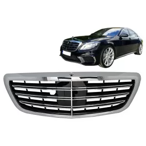 image-19-Griglia anteriore per Mercedes Classe S W222 2014-08.2020 S63 S65 Look Cromo