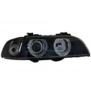 Faruri Angel Eyes compatibil cu BMW Seria 5 E39 Sedan Touring (1996-2003) Editie Negru Gri-image-5995267