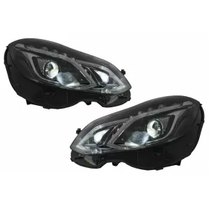 Pachet Exterior Complet cu Ornamente Evacuare si Faruri LED Xenon compatibil cu Mercedes W212 E-Class (2013-2016) E63 Look-image-6082446