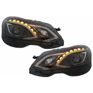 Pachet Exterior Complet cu Ornamente Evacuare si Faruri LED Xenon compatibil cu Mercedes W212 E-Class (2013-2016) E63 Look-image-6082447