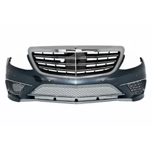 image-10-Paraurti Griglia Cromo per MERCEDES S W222 13-06.17 S65 Look 3 Strisce Doppie