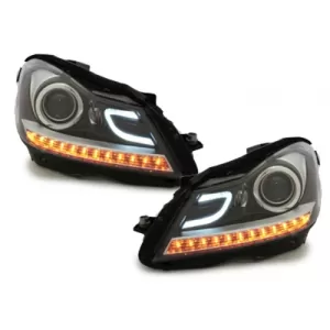 Kit Carrosserie pour Mercedes Classe C W204 07-14 Facelift C63 Look Phares LED DRL-image-5995105