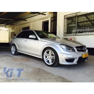 Kit Carrosserie pour Mercedes Classe C W204 07-14 Facelift C63 Look Phares LED DRL-image-5995111
