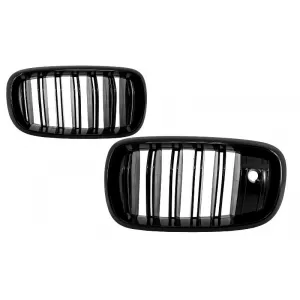 image-21-Hűtőrács BMW X5 X6 (F15) (F16) (2014-től) modellekhez, X5M X6M dupla csíkos M-Package Sport dizájn, kamera támogatással