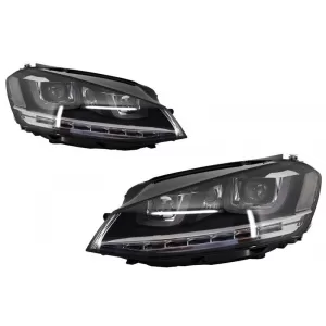 image-32-Fényszóró 3D LED DRL Volkswagen Golf 7 VII (2012-2017) ezüst R-Line LED kanyarodó fénnyel RHD