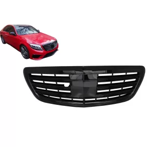Front Grille suitable for Mercedes S-Class W222 (2014-08.2020) S63 S65 Design Piano Black
