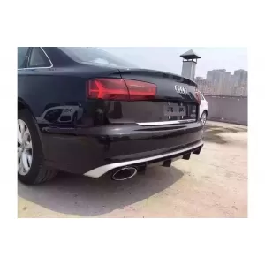 Rear Bumper Valance Diffuser and Exhaust Tips suitable for Audi A6 4G C7 Facelift (2015-2018) RS6 Design