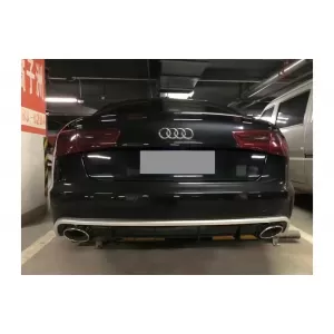 Rear Bumper Valance Diffuser and Exhaust Tips suitable for Audi A6 4G C7 Facelift (2015-2018) RS6 Design
