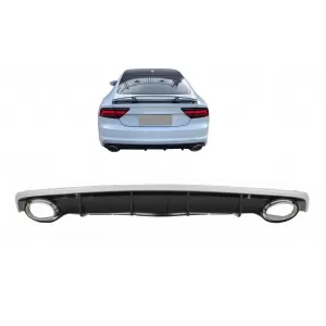 image-4-Luftdiffusor Auspuff Tipps für Audi A7 4G MOPF 15-18 RS7 Look nur Standard Stoßstange SE