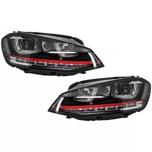 image-6-Scheinwerfer 3D LED DRL für VW Golf 7 VII 12-17 RED R20 GTI Look LED Flowing