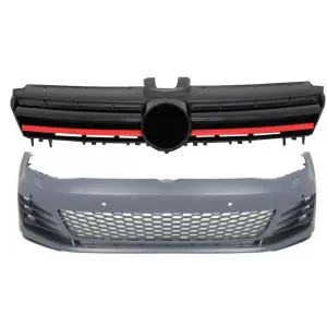 image-34-Első lökhárító Volkswagen VW Golf VII 7 5G (2013-2017) hűtőráccsal, piros GTI Dizájn