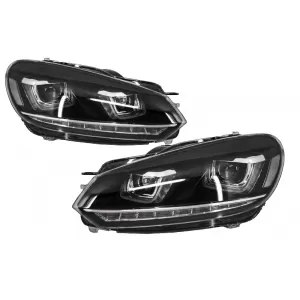 Faros para VW Golf 6 VI 08-13 3D LED DRL U-Golf 7 Look Luz Giro Flowing Turning-image-6003215