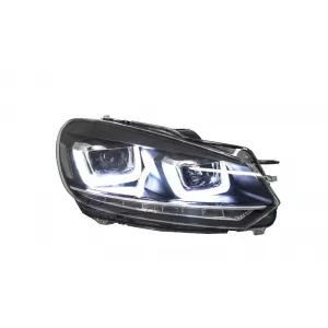 Faros para VW Golf 6 VI 08-13 3D LED DRL U-Golf 7 Look Luz Giro Flowing Turning-image-6003220