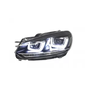 Faros para VW Golf 6 VI 08-13 3D LED DRL U-Golf 7 Look Luz Giro Flowing Turning-image-6003221