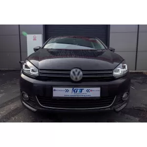 Faros para VW Golf 6 VI 08-13 3D LED DRL U-Golf 7 Look Luz Giro Flowing Turning-image-6091479
