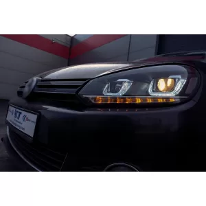 Faros para VW Golf 6 VI 08-13 3D LED DRL U-Golf 7 Look Luz Giro Flowing Turning-image-6091484