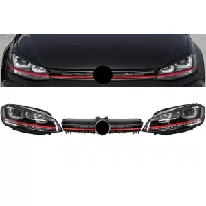 image-23-Scheinwerfer 3D LED Dynamisch DRL & Gitter für VW Golf 7 VII 12-17 Rot R20 GTI-Look