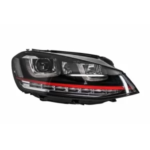 Ansamblu Faruri 3D Semnal Dinamic LED cu Grila compatibil cu VW Golf 7 VII (2012-2017) R20 GTI Design Rosu-image-6048402