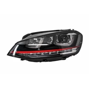 Ansamblu Faruri 3D Semnal Dinamic LED cu Grila compatibil cu VW Golf 7 VII (2012-2017) R20 GTI Design Rosu-image-6048403