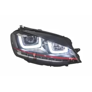 Ansamblu Faruri 3D Semnal Dinamic LED cu Grila compatibil cu VW Golf 7 VII (2012-2017) R20 GTI Design Rosu-image-6048406