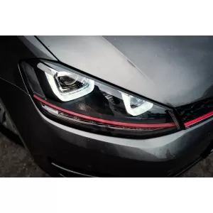 Ansamblu Faruri 3D Semnal Dinamic LED cu Grila compatibil cu VW Golf 7 VII (2012-2017) R20 GTI Design Rosu-image-6101458
