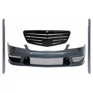 image-29-Komplett első lökhárító Body Kit középső hűtőráccsal, MERCEDES-BENZ S-osztály W221 (2005-2010), S63 S65 design, küszöb spoiler, hosszú változat