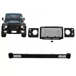image-0-Első lökhárító, hűtőrács és fényszóró keret szett Land Rover Defender 1990-2016, zongoralakk fekete