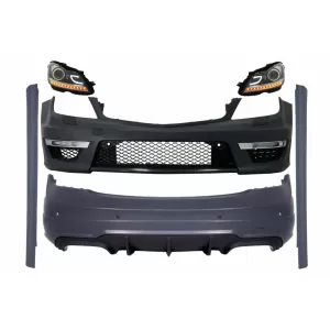 image-53-Komplett Body Kit MERCEDES C-osztály W204 C204 facelift modellekhez, C63 Dizájn, LED nappali menetfényes fényszórókkal