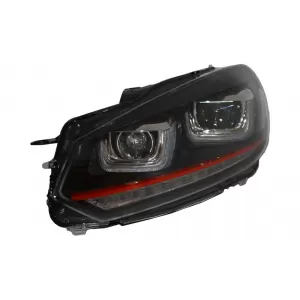 Фарове подходящи за VW Golf 6 VI (2008-2012) Golf 7 3D LED DRL U-Design LED Flowing Turning Light Red Stripe TFSI-image-6014655