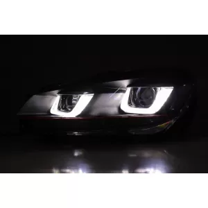 Фарове подходящи за VW Golf 6 VI (2008-2012) Golf 7 3D LED DRL U-Design LED Flowing Turning Light Red Stripe TFSI-image-6014656