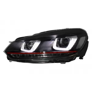 Фарове подходящи за VW Golf 6 VI (2008-2012) Golf 7 3D LED DRL U-Design LED Flowing Turning Light Red Stripe TFSI-image-6014657
