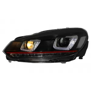 Фарове подходящи за VW Golf 6 VI (2008-2012) Golf 7 3D LED DRL U-Design LED Flowing Turning Light Red Stripe TFSI-image-6014659