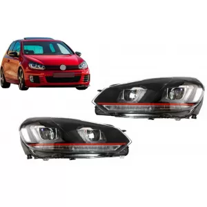 image-55-Scheinwerfer für VW Golf 6 08-13 Golf 7 3D LED DRL U-Look LED Fließendes Licht