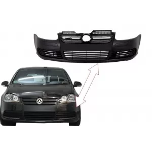 Front Bumper suitable for VW Golf V 5 (2003-2007) Jetta (2005-2010) R32 Piano Glossy Black Grill