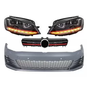 image-50-Első lökhárító VW Golf VII (2013-) GTI Dizájn, 3D LED DRL fényszórókkal, futófényes irányjelzővel és hűtőráccsal